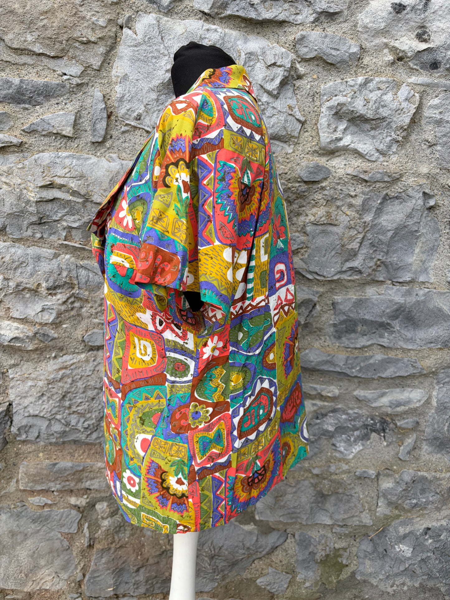 80s multicolour abstract print shirt uk 10