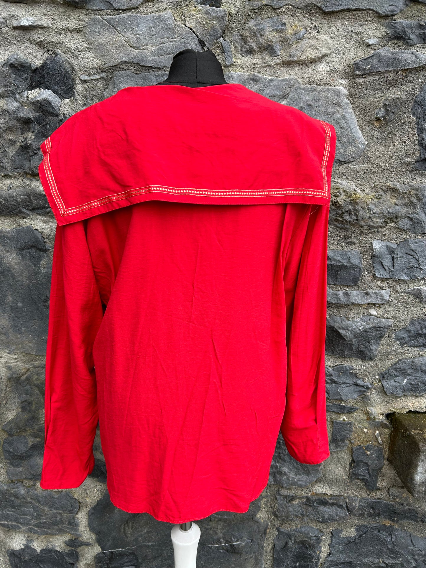 80s red blouse uk 14