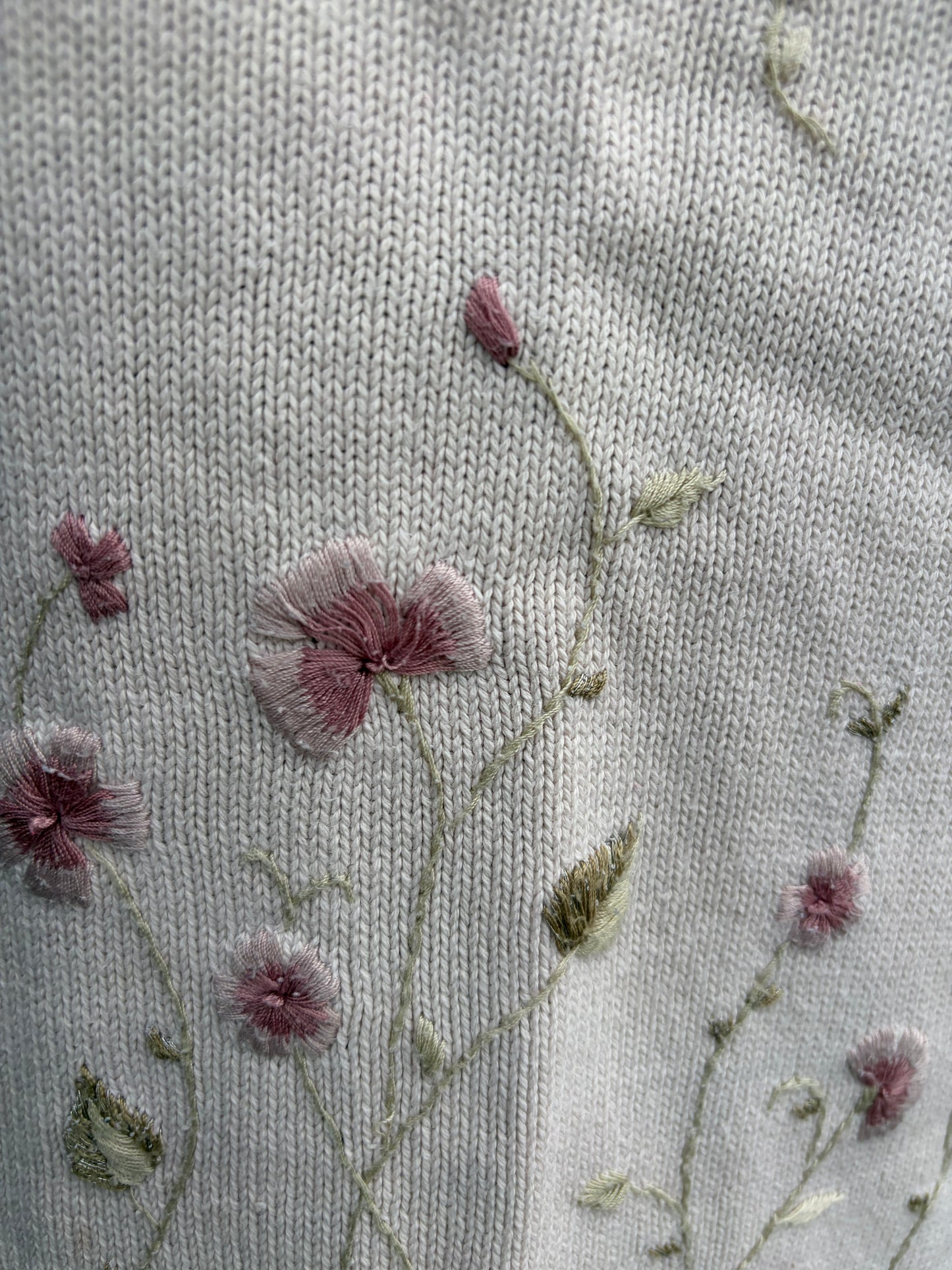 90s embroidered ivory knitted top uk 8-10