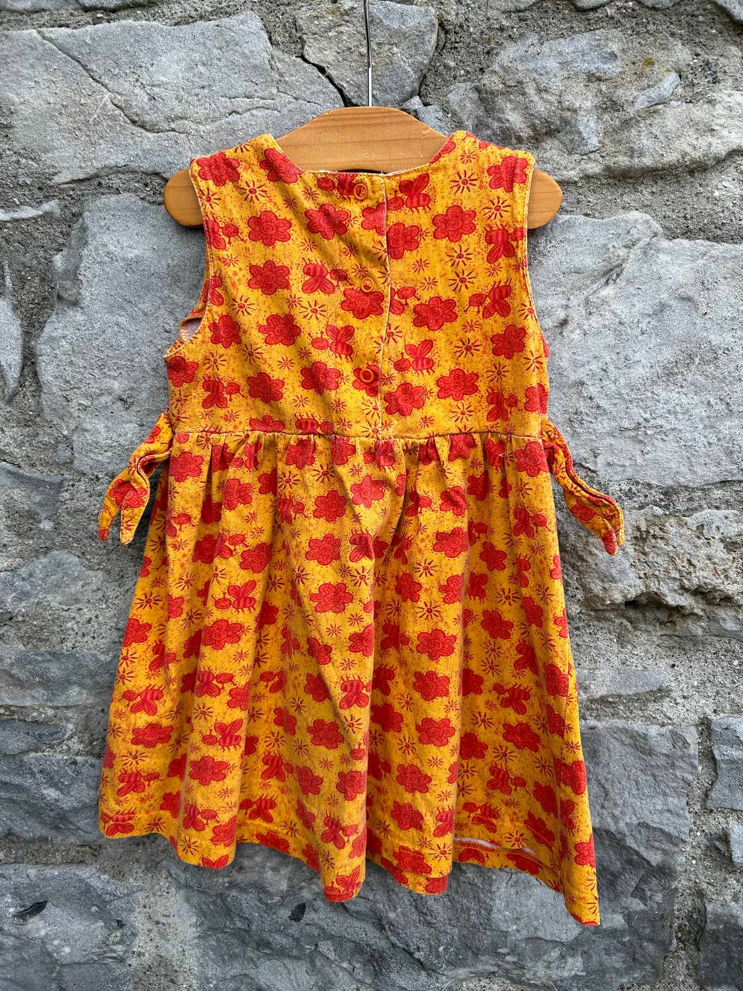 90s floral orange dress  18-24m (86-92cm)