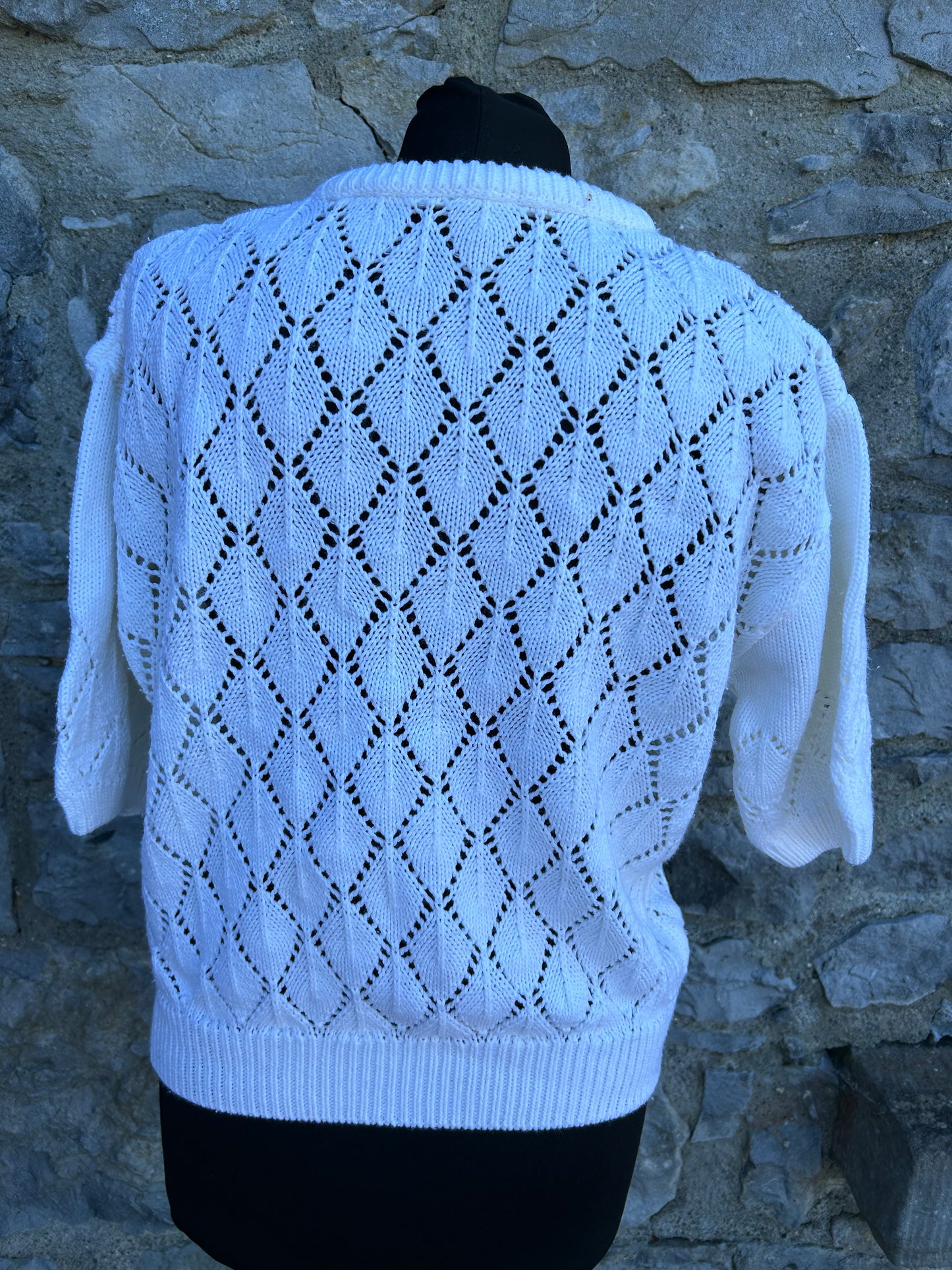 90s white diamond knitted top uk 14-16