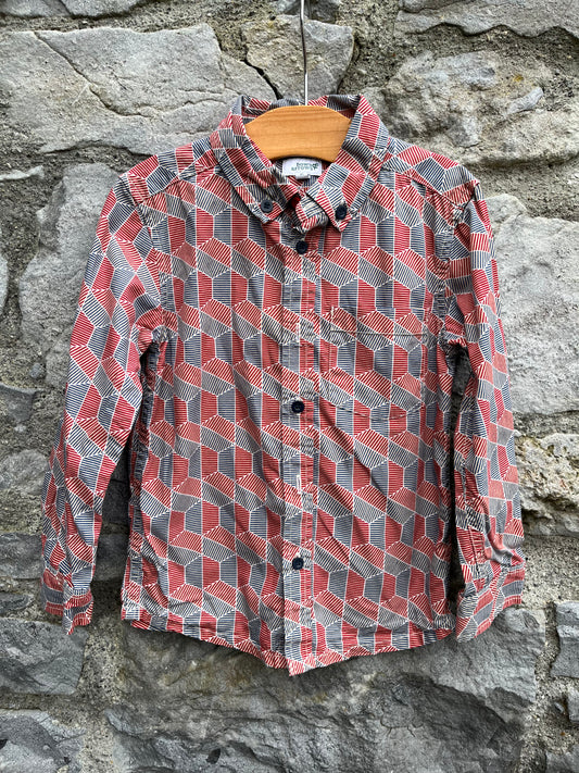 Red&navy geometric shirt  4y (104cm)