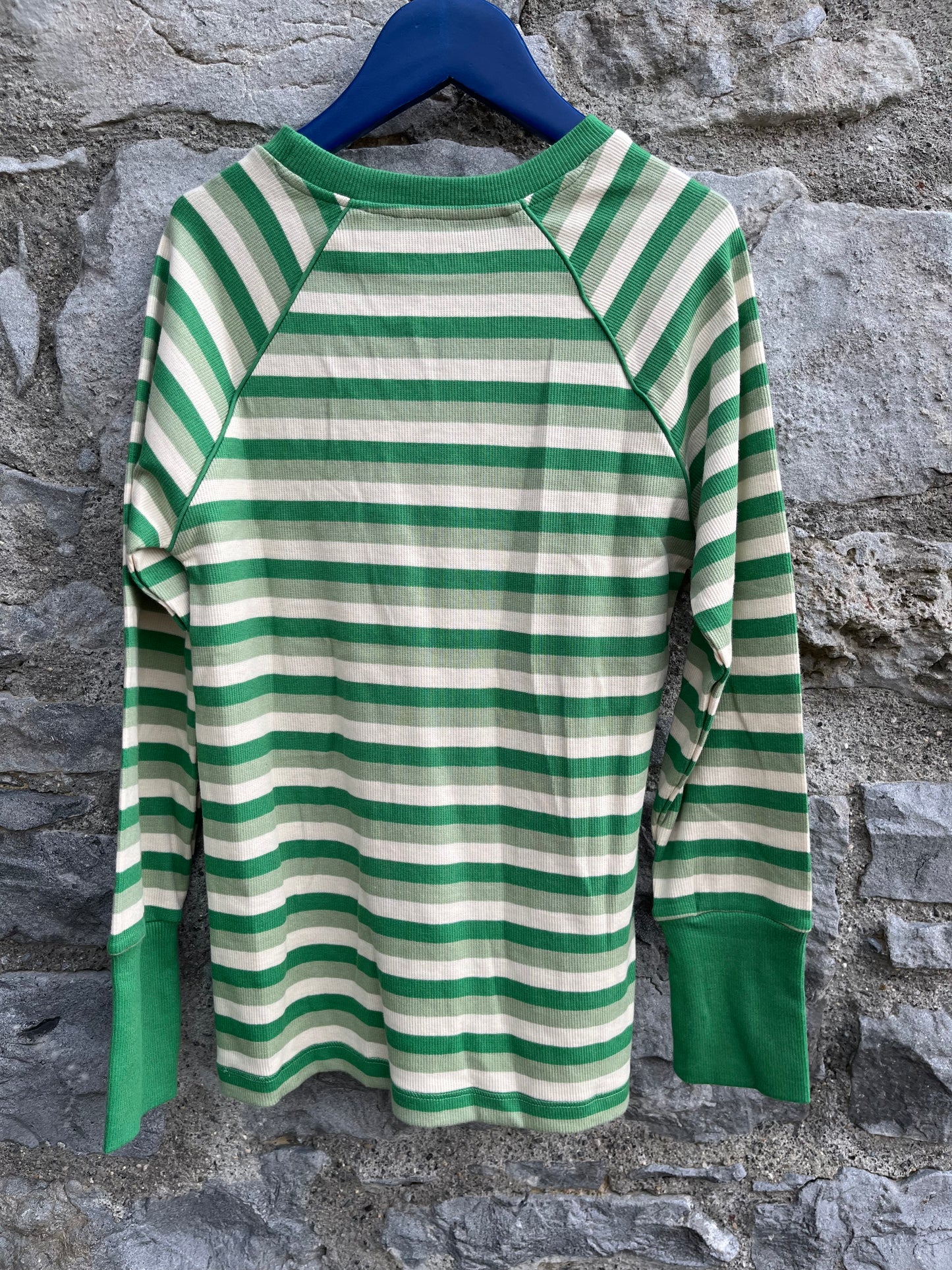 Our Favorite Rib Blouse, Green Stripes    9y (134cm)