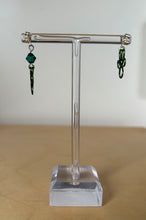 Load image into Gallery viewer, Upcycled green wire earrings
