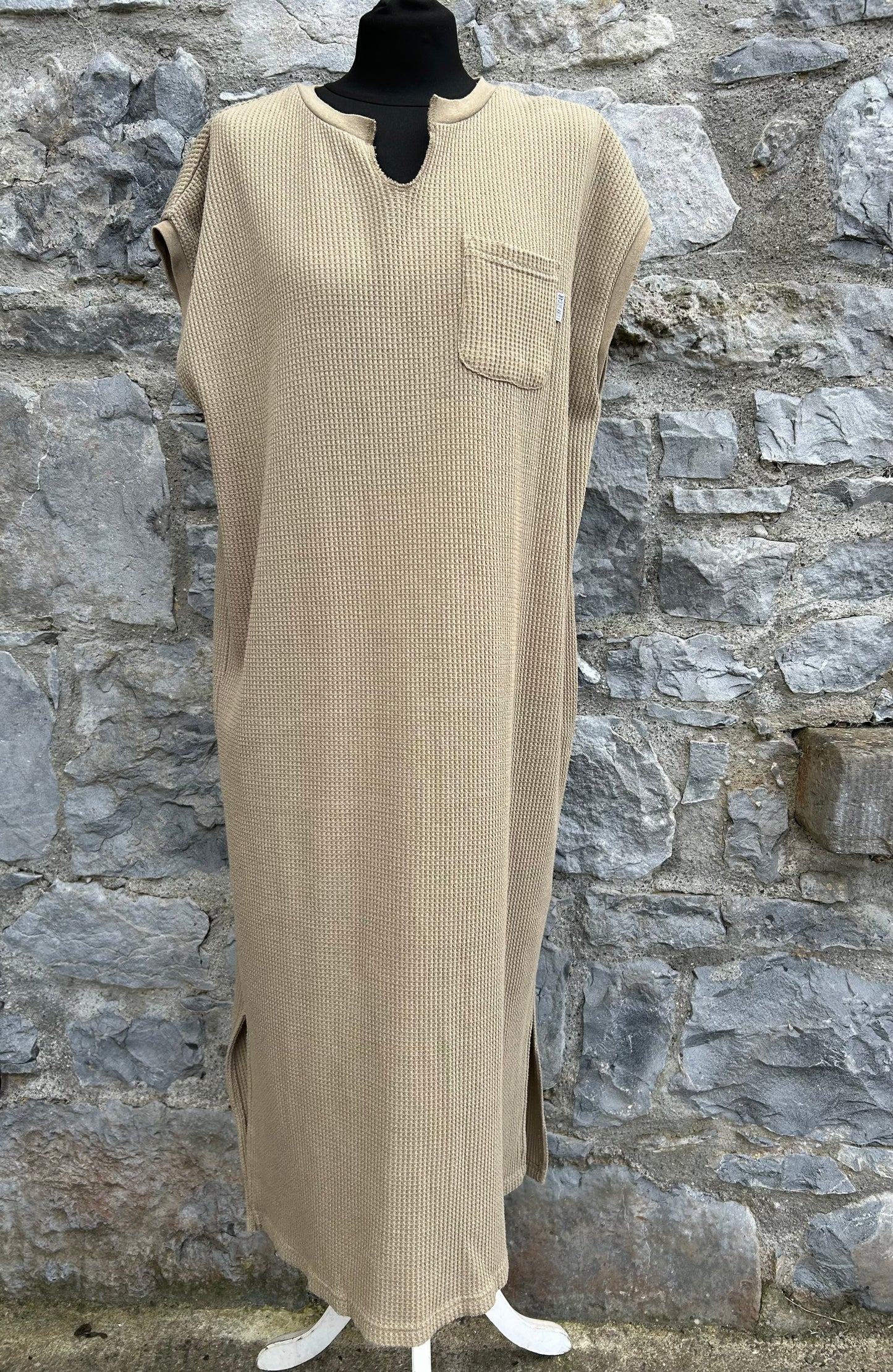 Y2K waffle beige dress uk 14-16