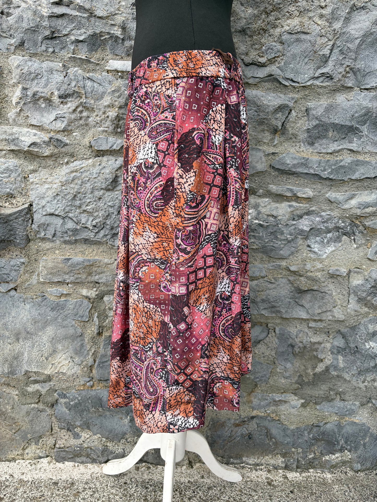 80s abstract maroon culottes uk 14-16