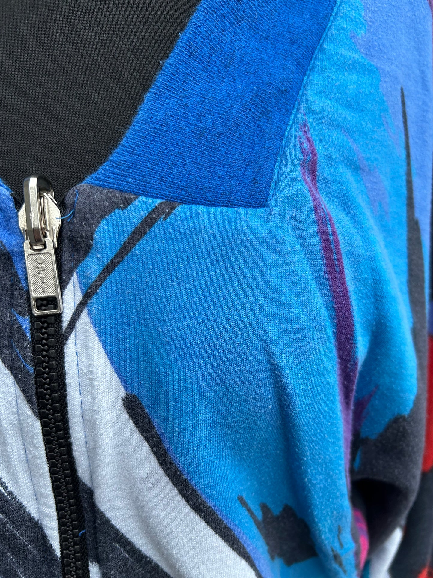 80s rainbow&blue reversible bomber jacket uk 12