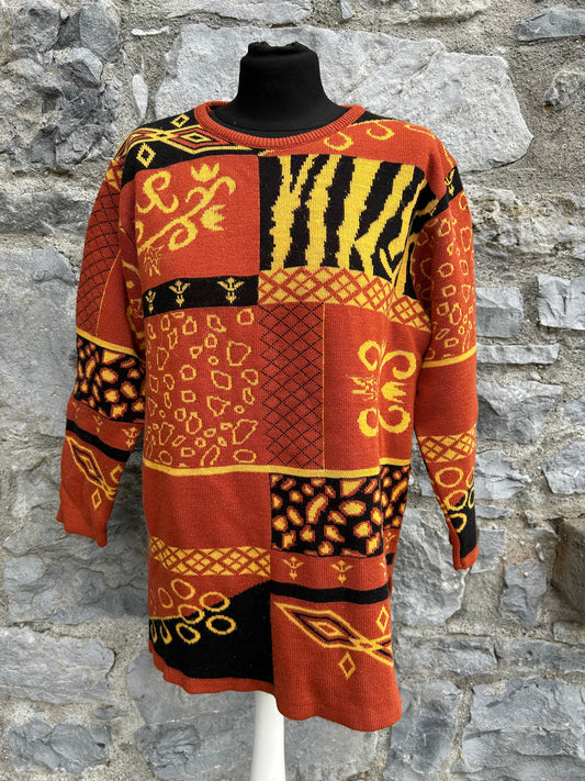 90s brown patchwork jumper uk 12