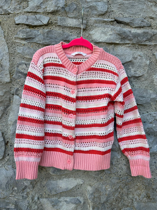 Pink&white pointelle cardigan 2-3y (92-98cm)