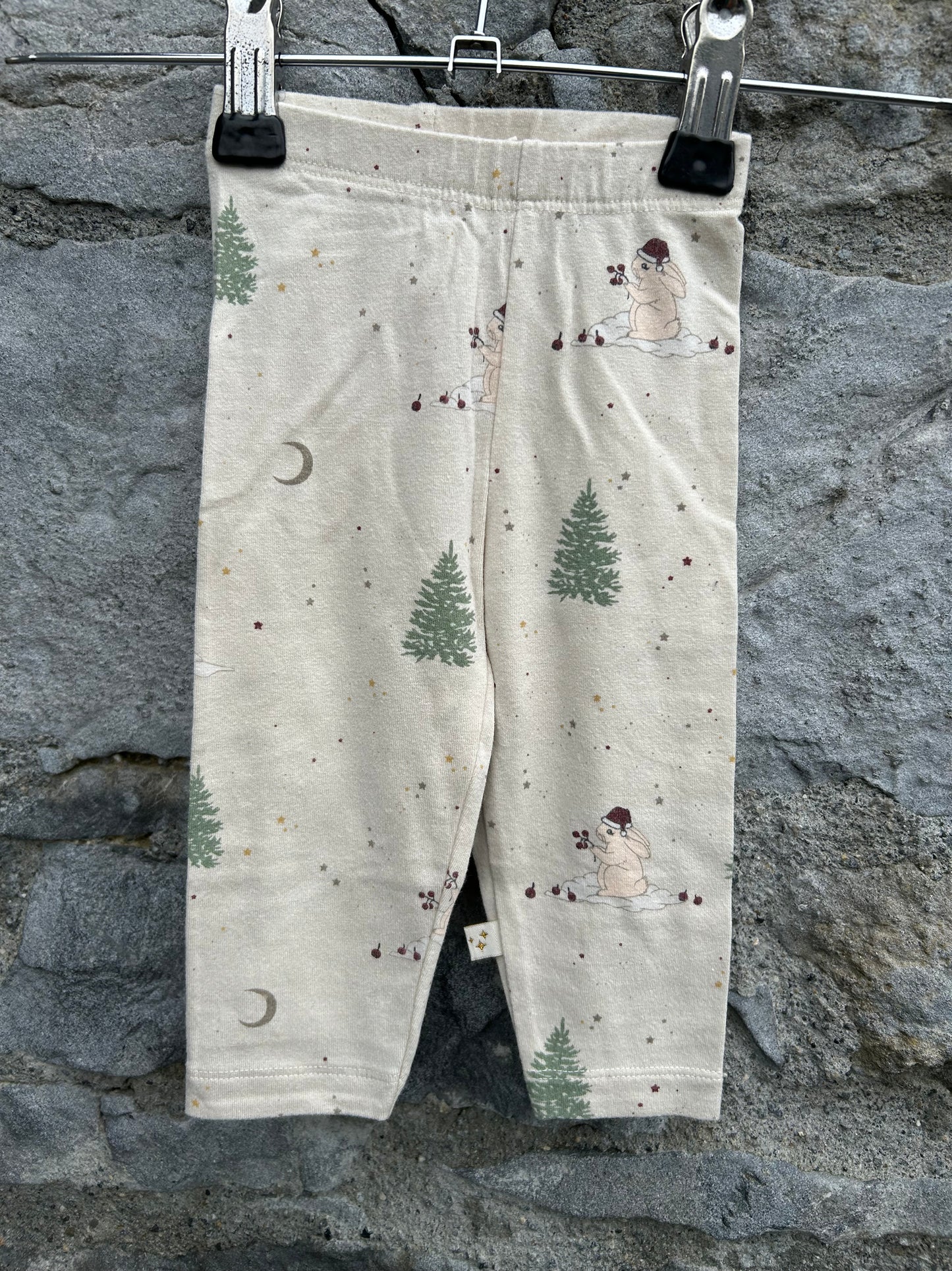 Christmas bunnies beige leggings  0-3m (56-62cm)