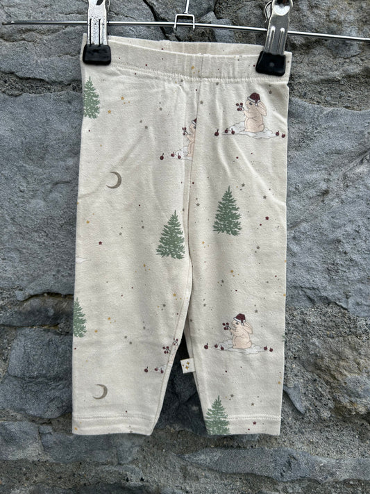 Christmas bunnies beige leggings  0-3m (56-62cm)