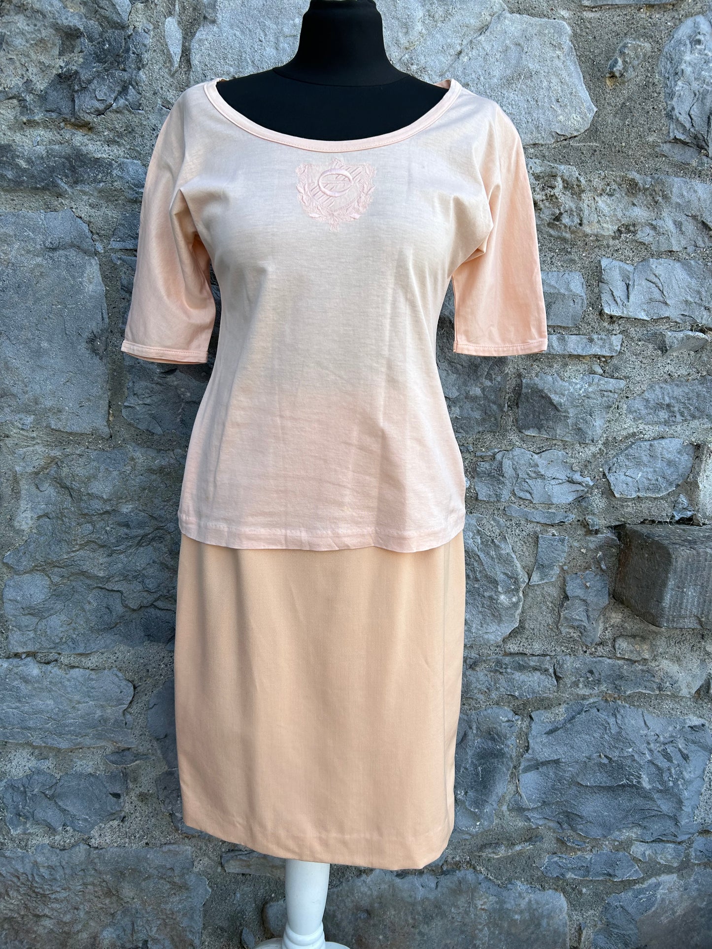 80s peach floral 3 piece suit uk 8