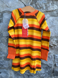 Emperador Big Stripes Brown&orange school dress  2y (92cm)