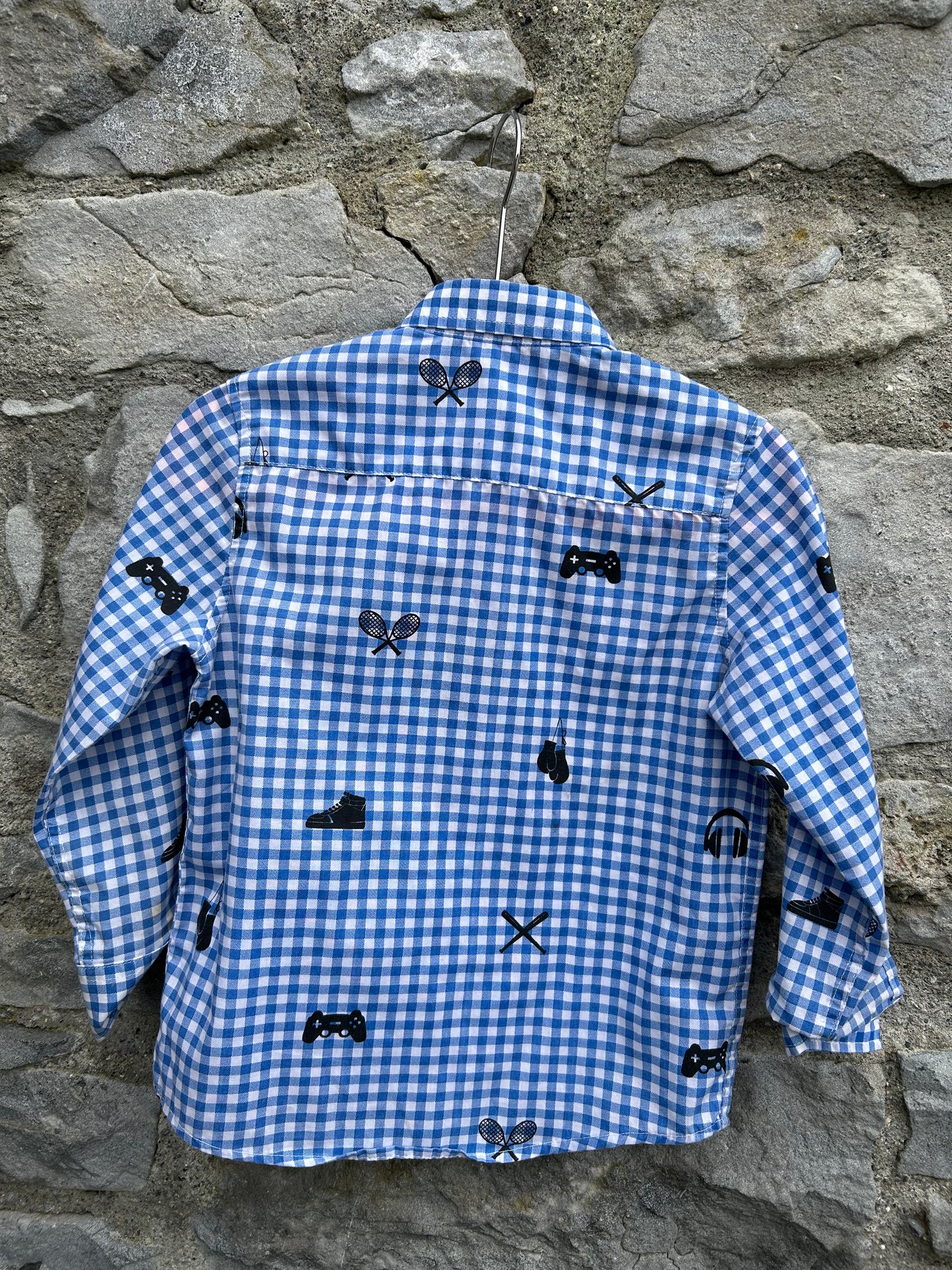 Blue gingham shirt  3-4y (98-104cm)