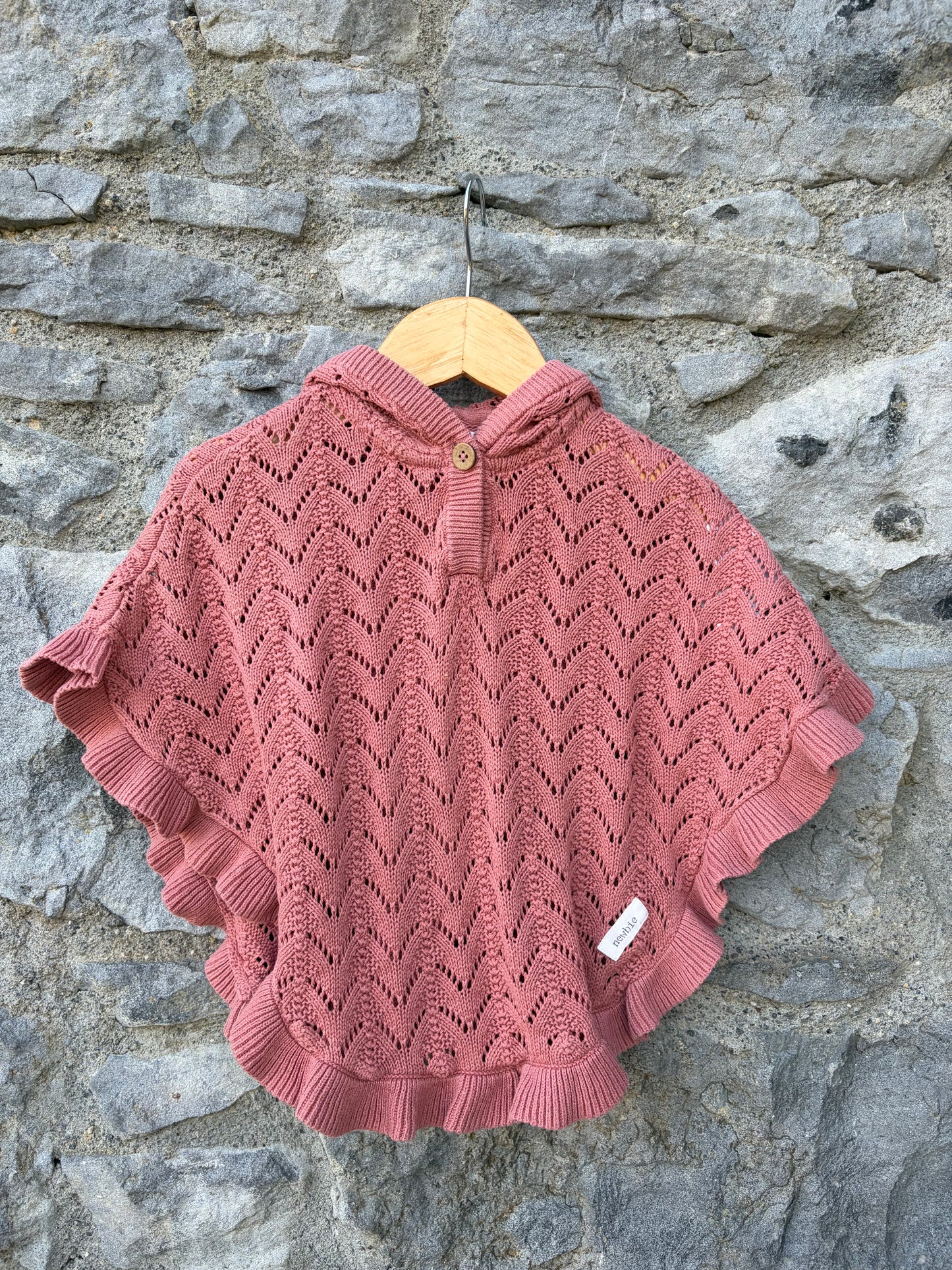 Coral pointelle poncho  18-24m (86-92cm)