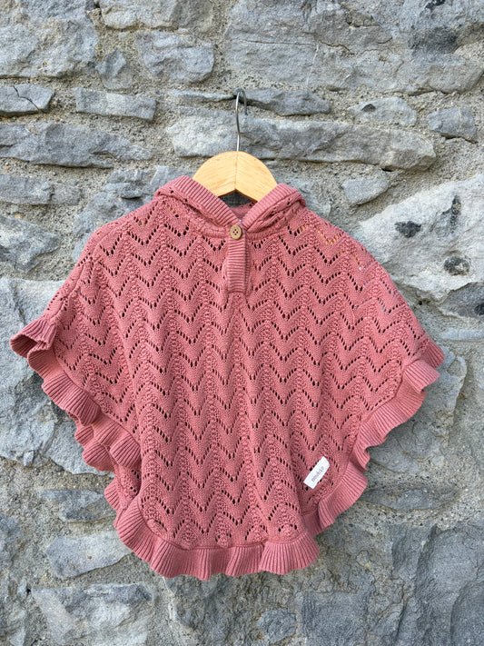 Coral pointelle poncho  18-24m (86-92cm)