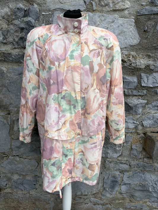 80s pastel pink floral jacket uk 10-12