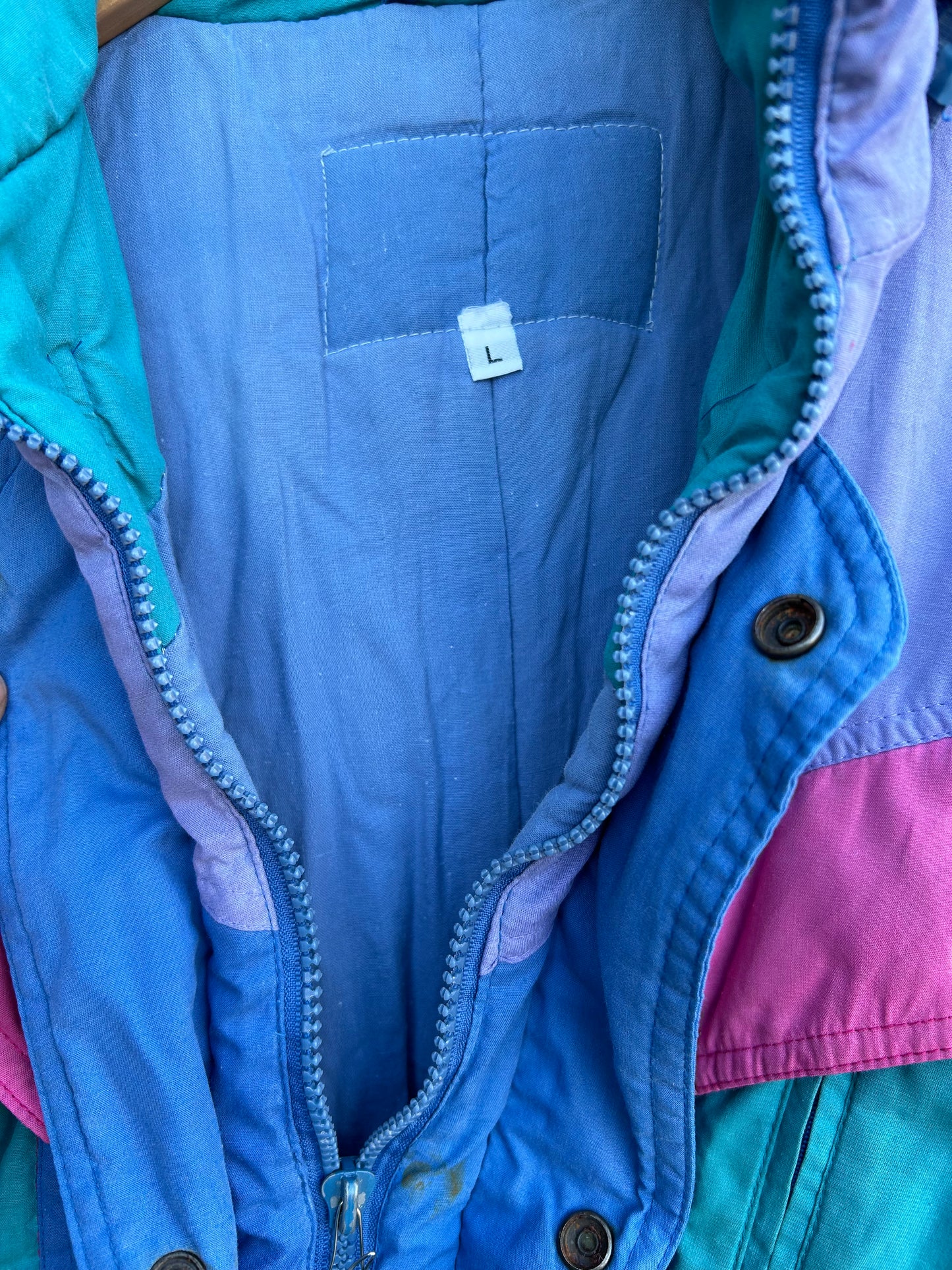 80s pink&blue winter jacket  10-11y (140-146cm)