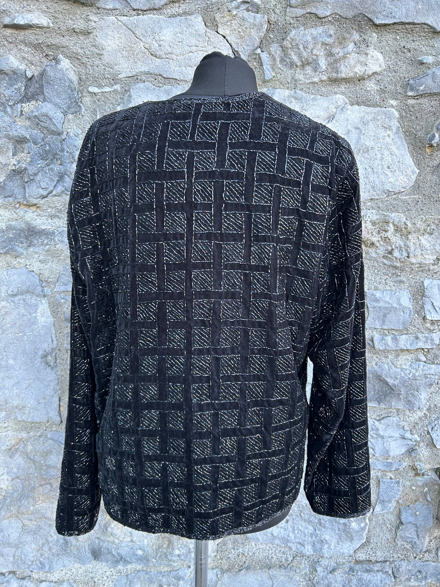 90s sequin black velvet jacket uk 10-12