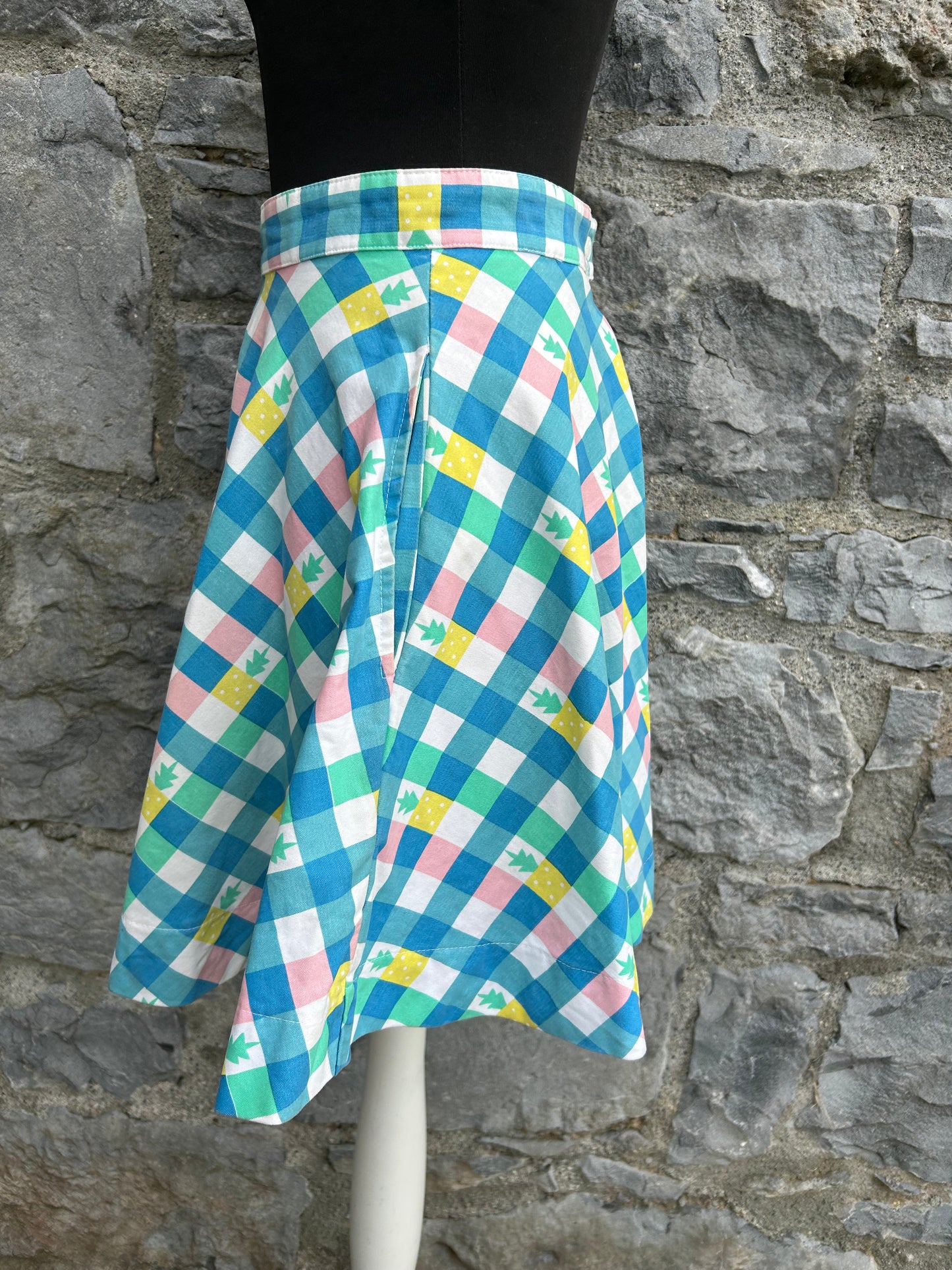 Blue check skater Mini Skirt uk 8