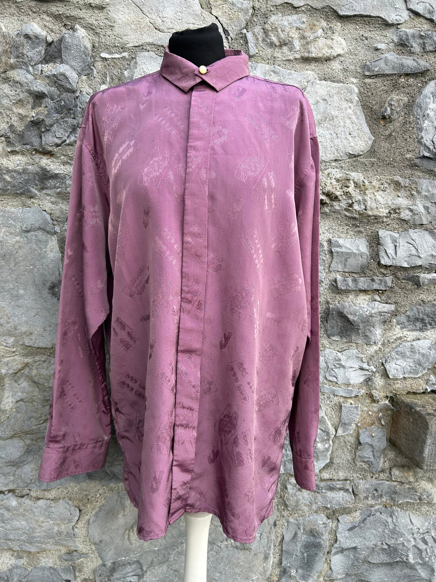 80s shimmery purple shirt uk 14-16