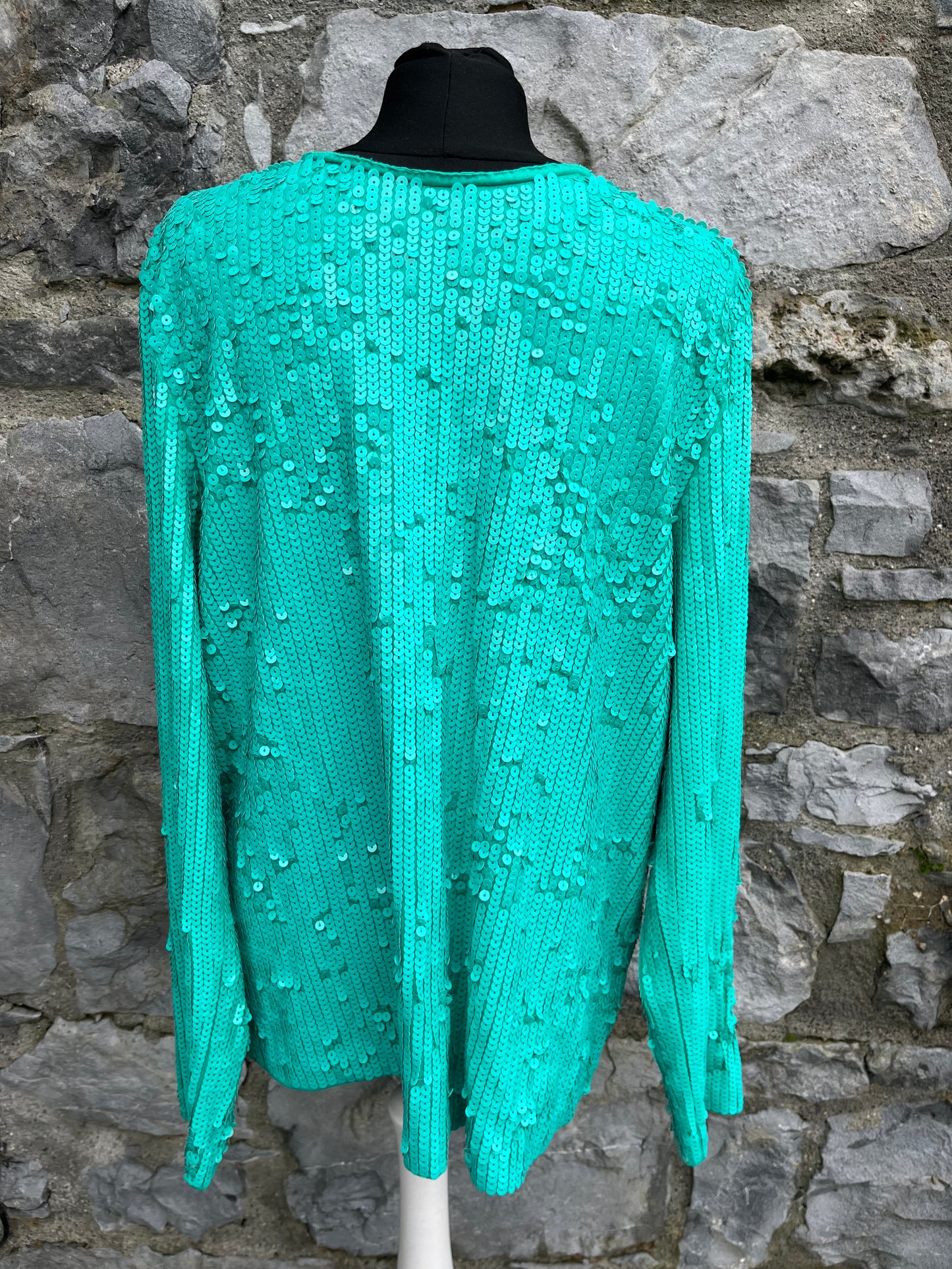 Green sequin top uk 14