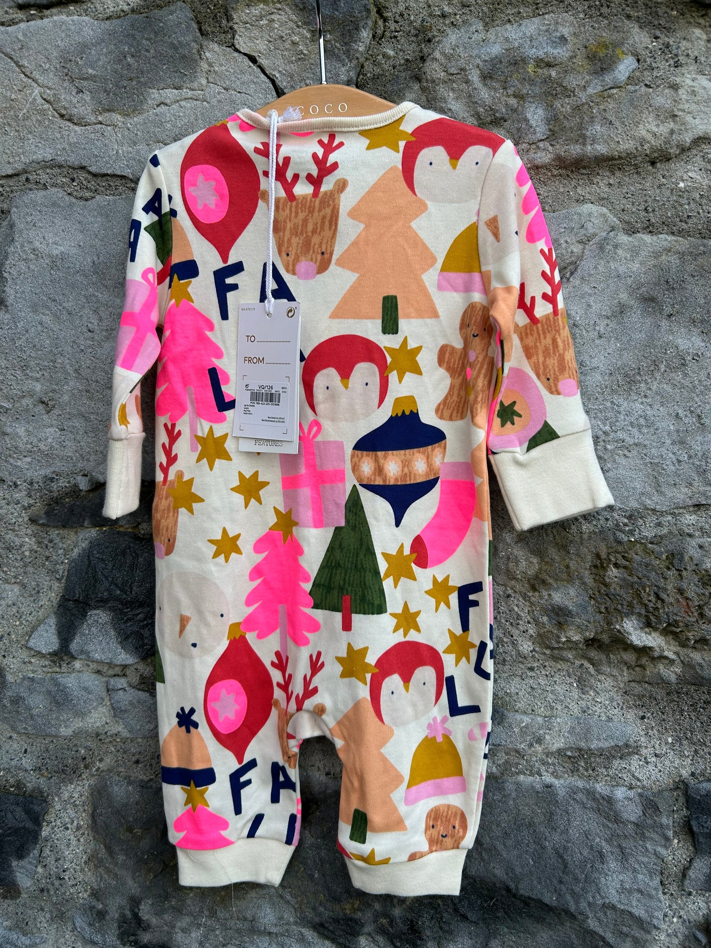 Pink festive onesie 0-3m (56-62cm)