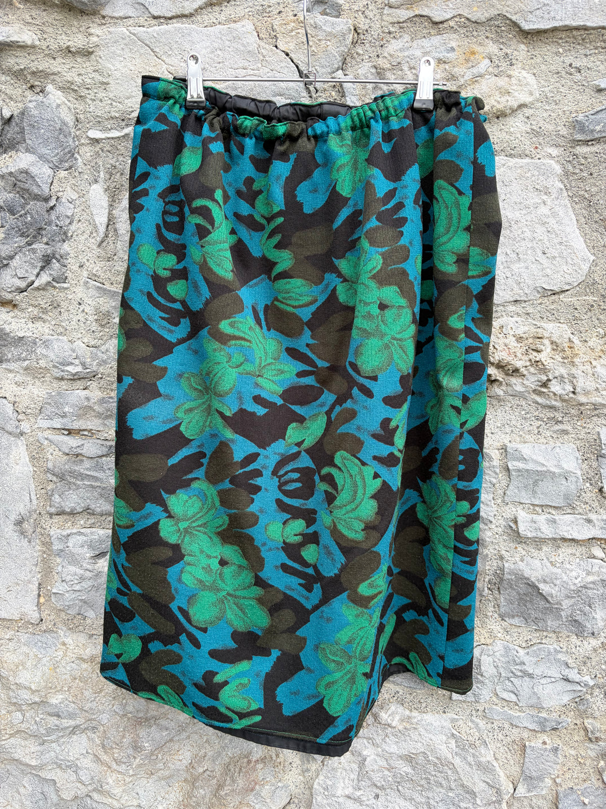 90s teal&green floral skirt uk 14-16