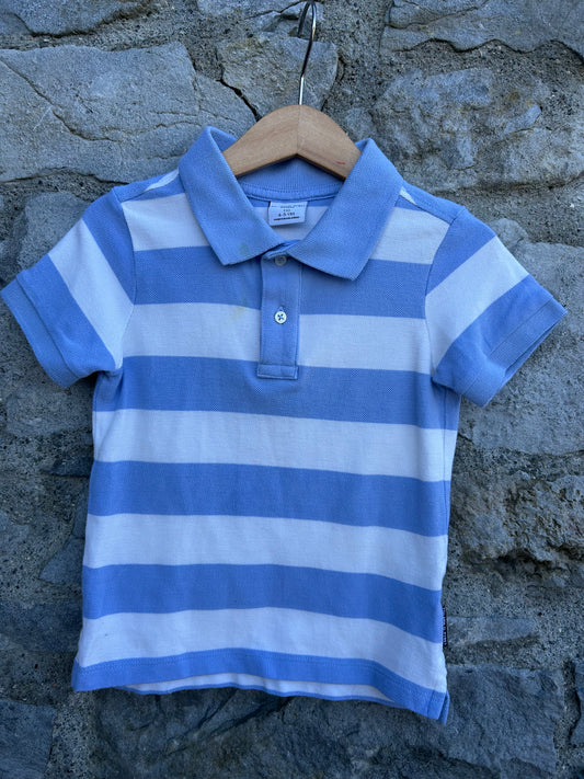 PoP Blue&white polo top  4y (104cm)
