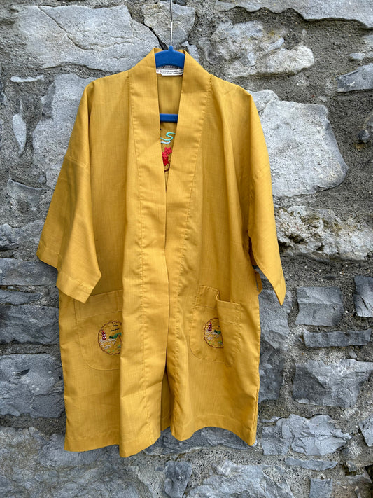 80s mustard embroidered kimono  5-6y (110-116cm)
