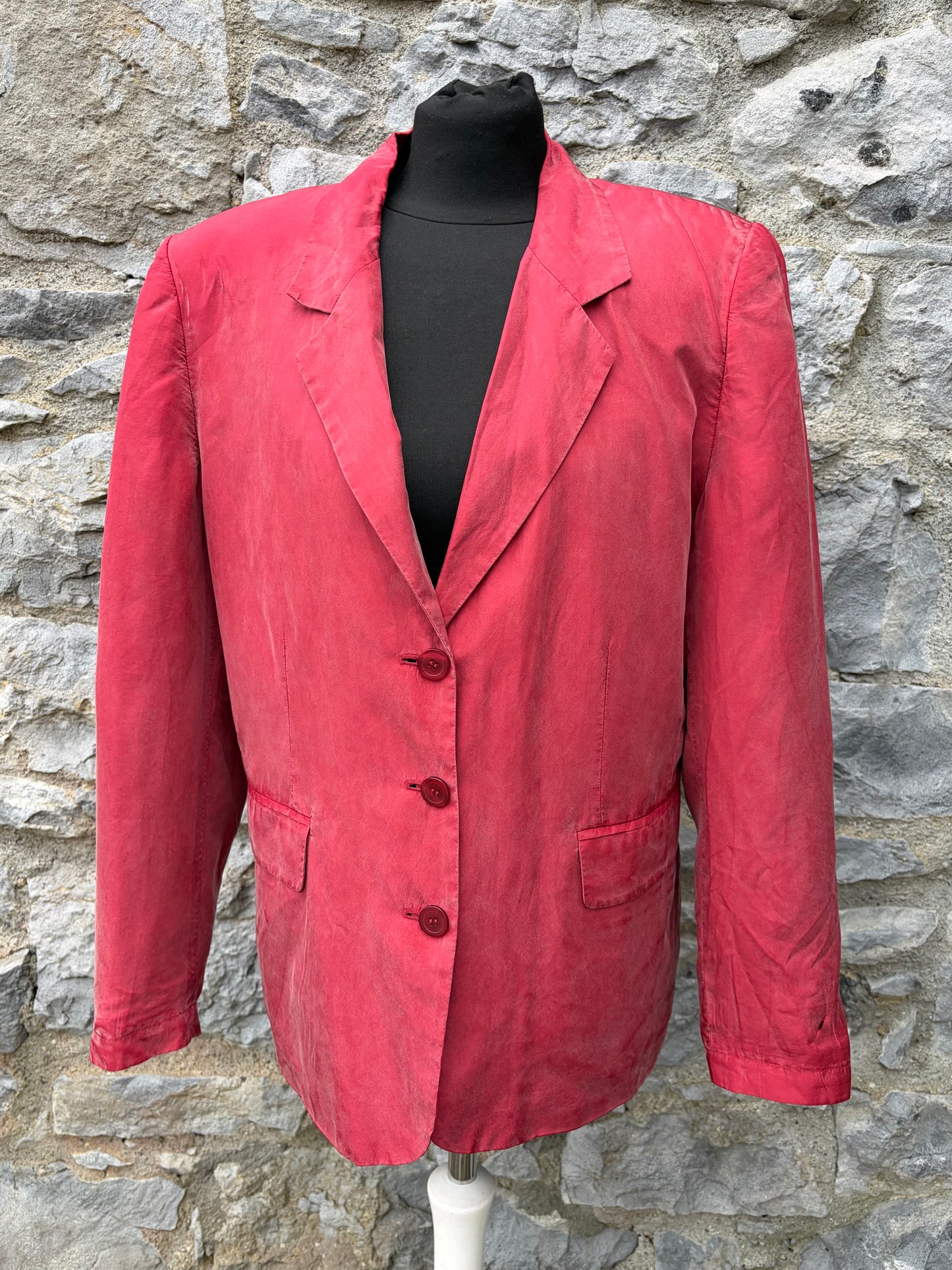 80s red silk jacket uk 12-14