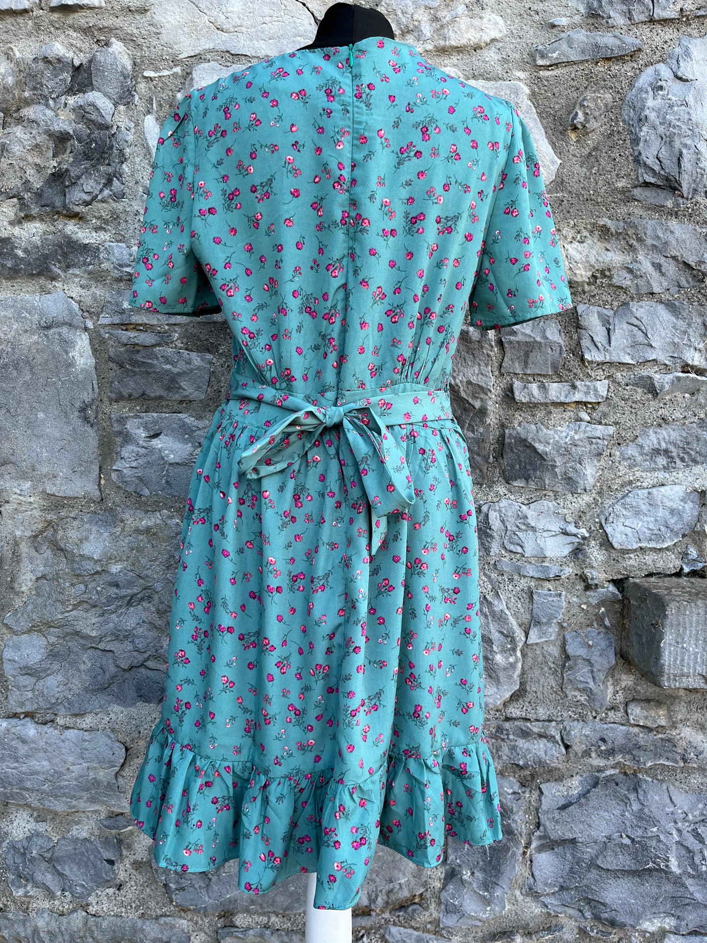 Pink flowers teal dress uk 8-10