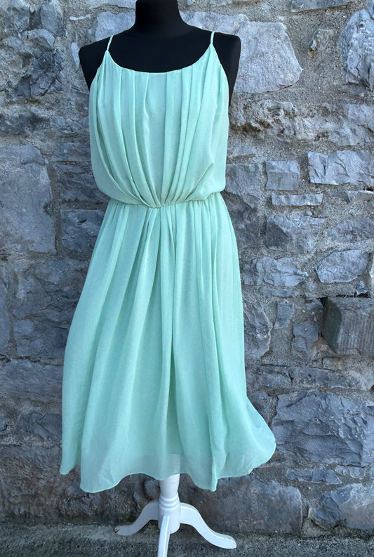 Pleated Chiffon Dress in Mint Green uk 6-8