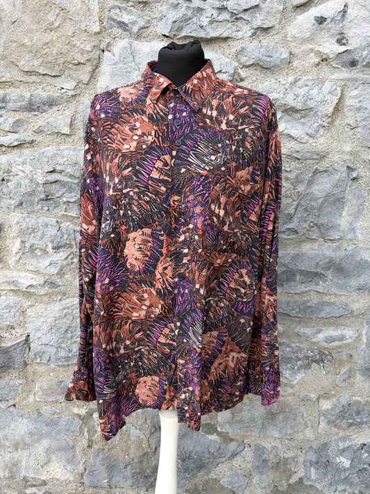 80s brown&purple floral shirt Medium