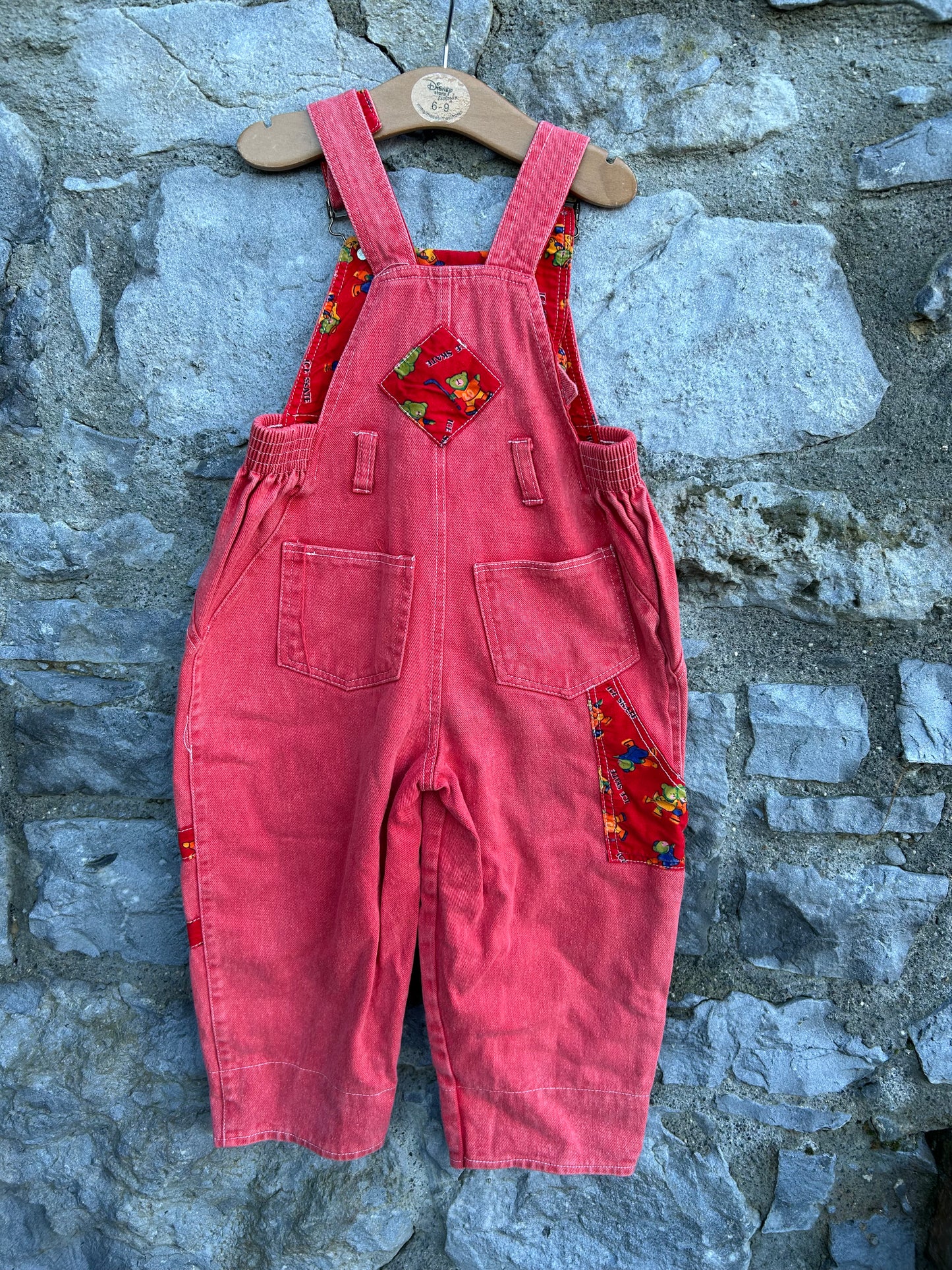 80s red denim dungarees  3-4y (98-104cm)