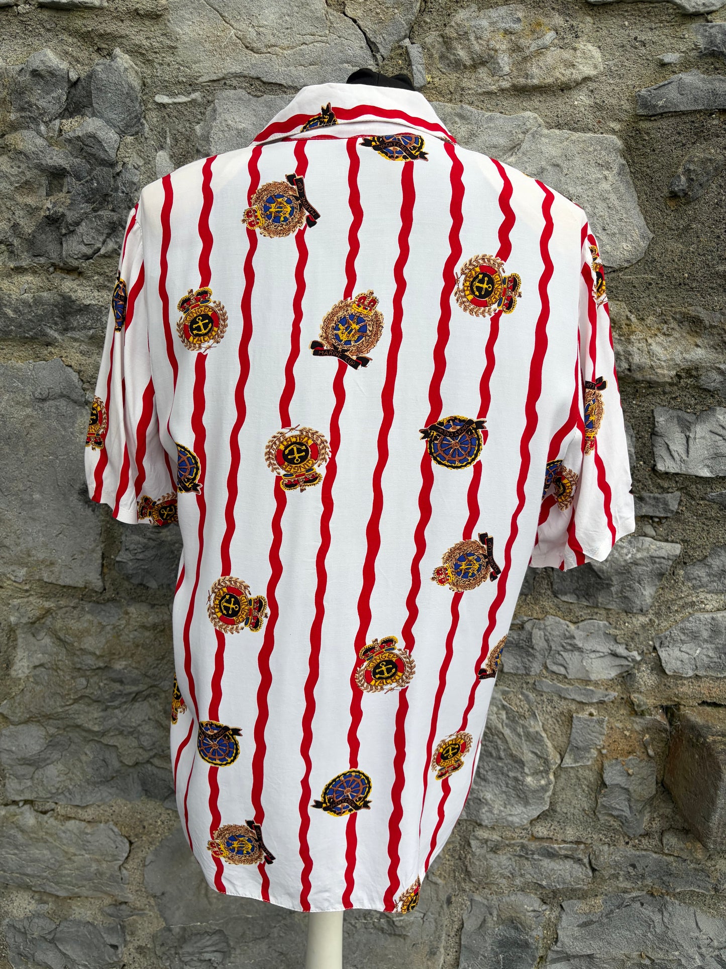 80s red stripy nautical shirt uk 12
