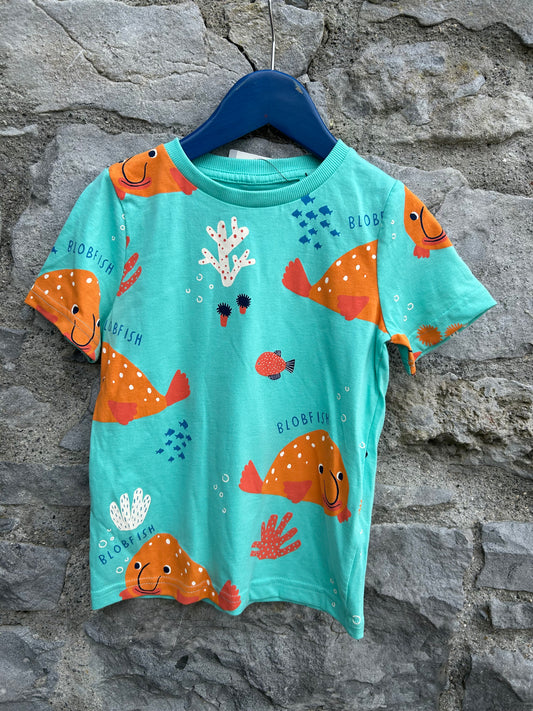 Fish teal T-shirt 2-3y (92-98cm)