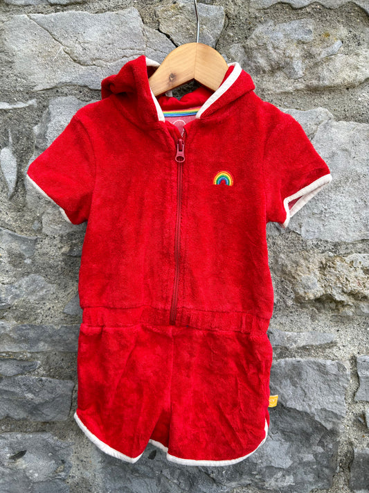 Red Terry shirt jumpsuit   18-24m (86-92cm)