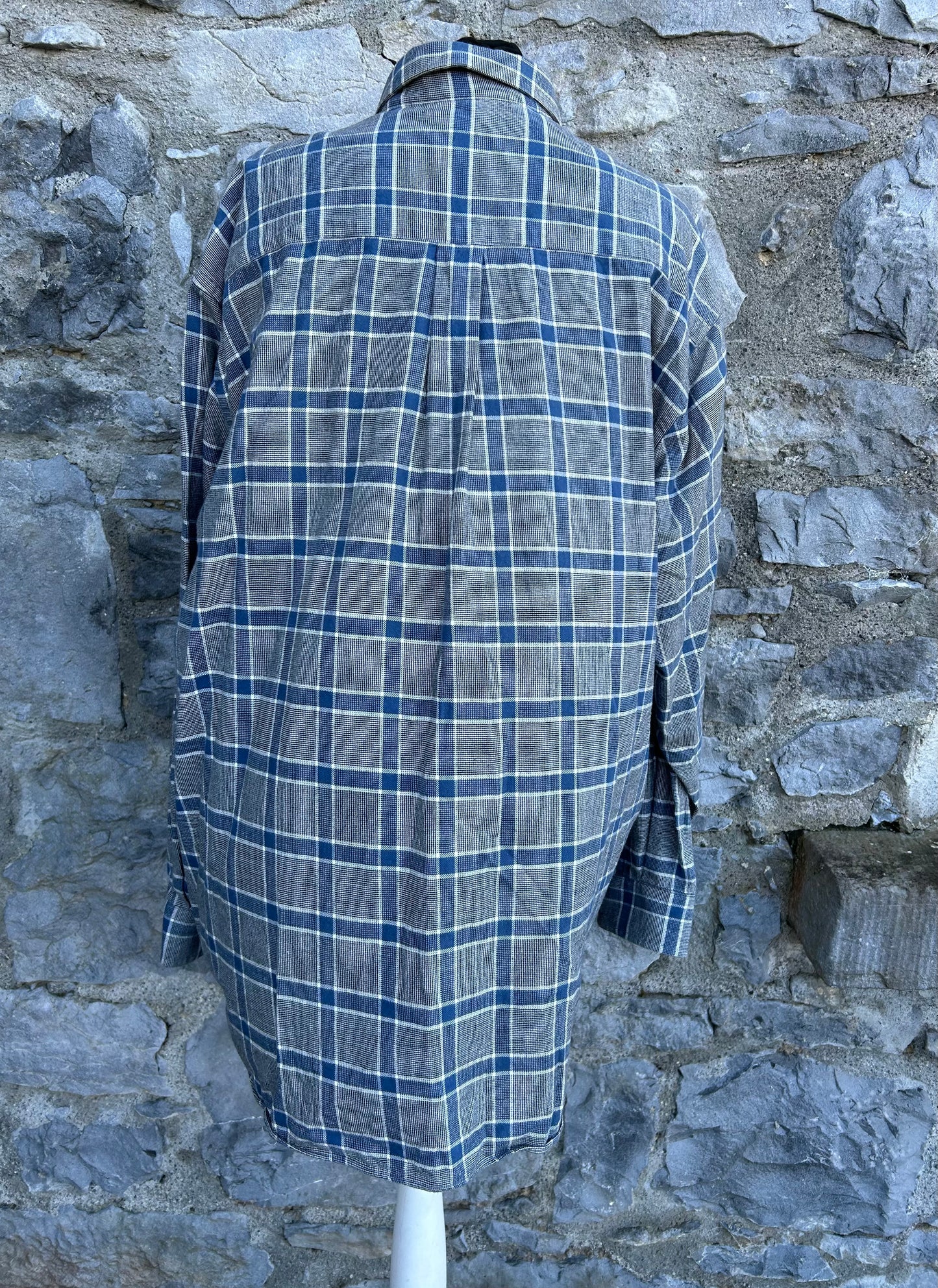 90s Grey&blue check shirt Large