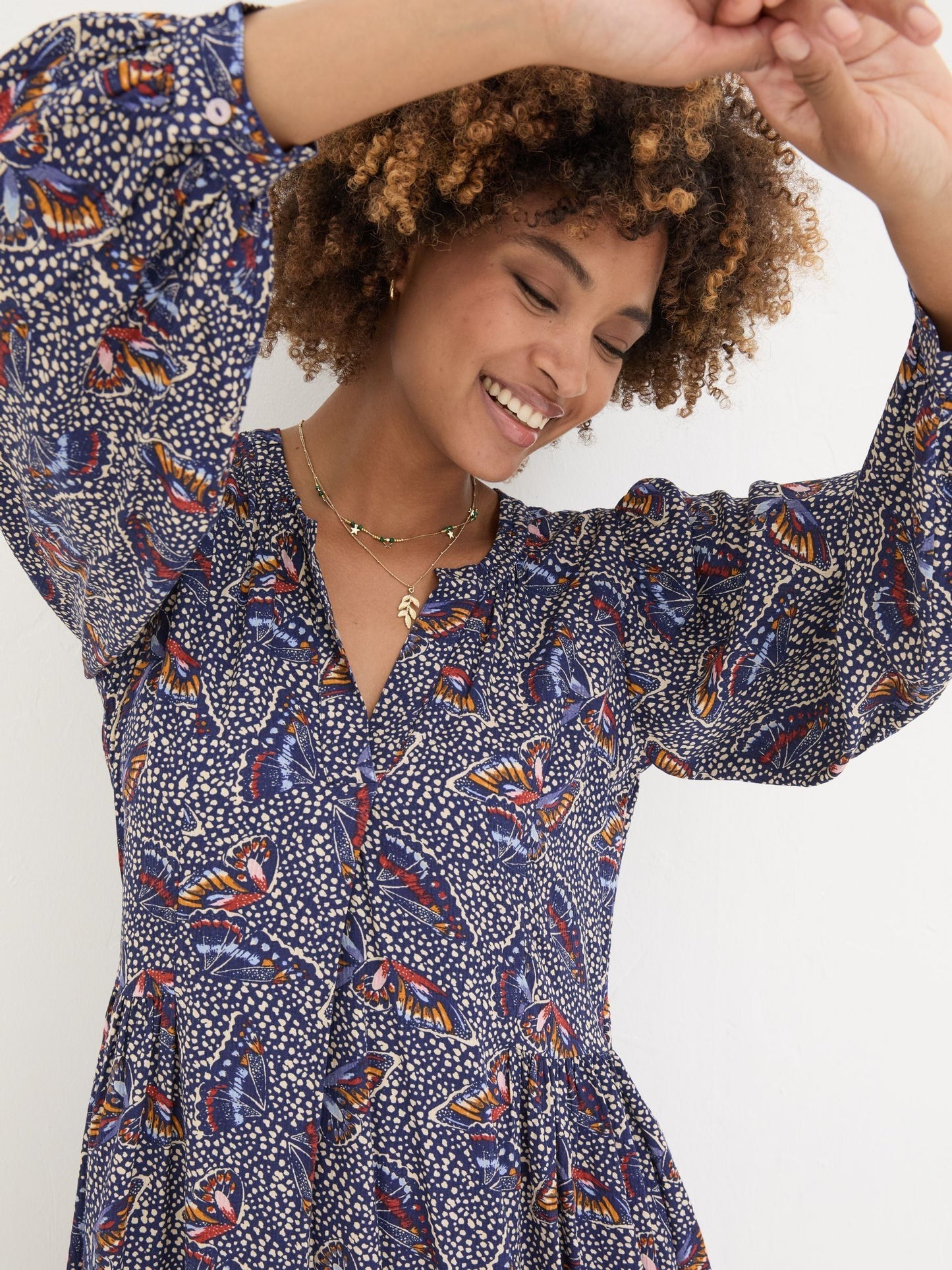 Anona butterfly-print swing dress uk 12