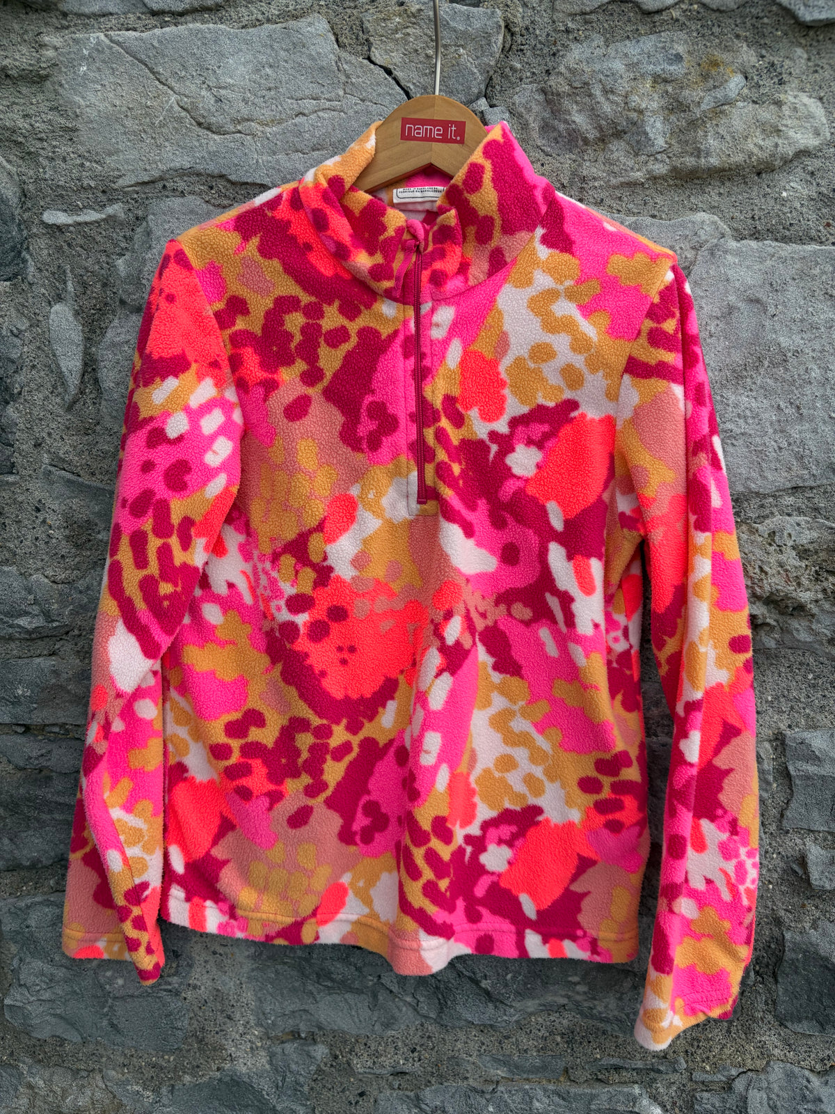 Abstract Pink&orange half zip microfleece  9-10y (134-140cm)