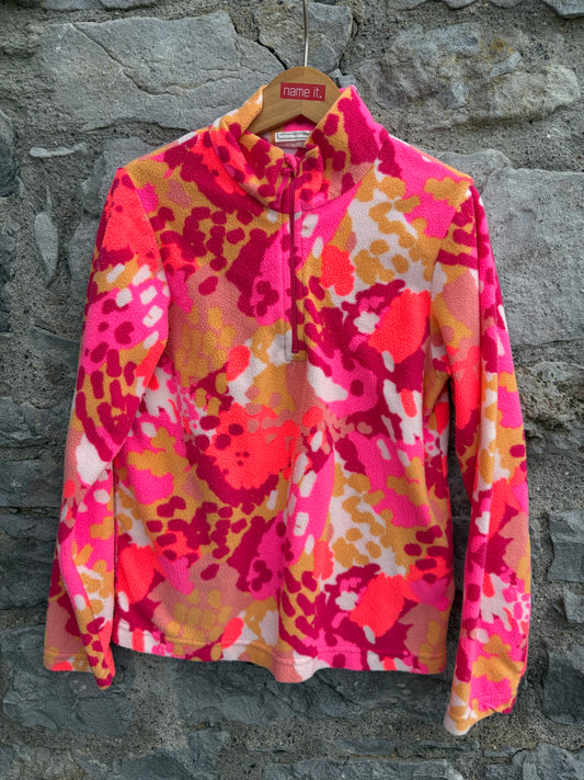 Abstract Pink&orange half zip microfleece  9-10y (134-140cm)