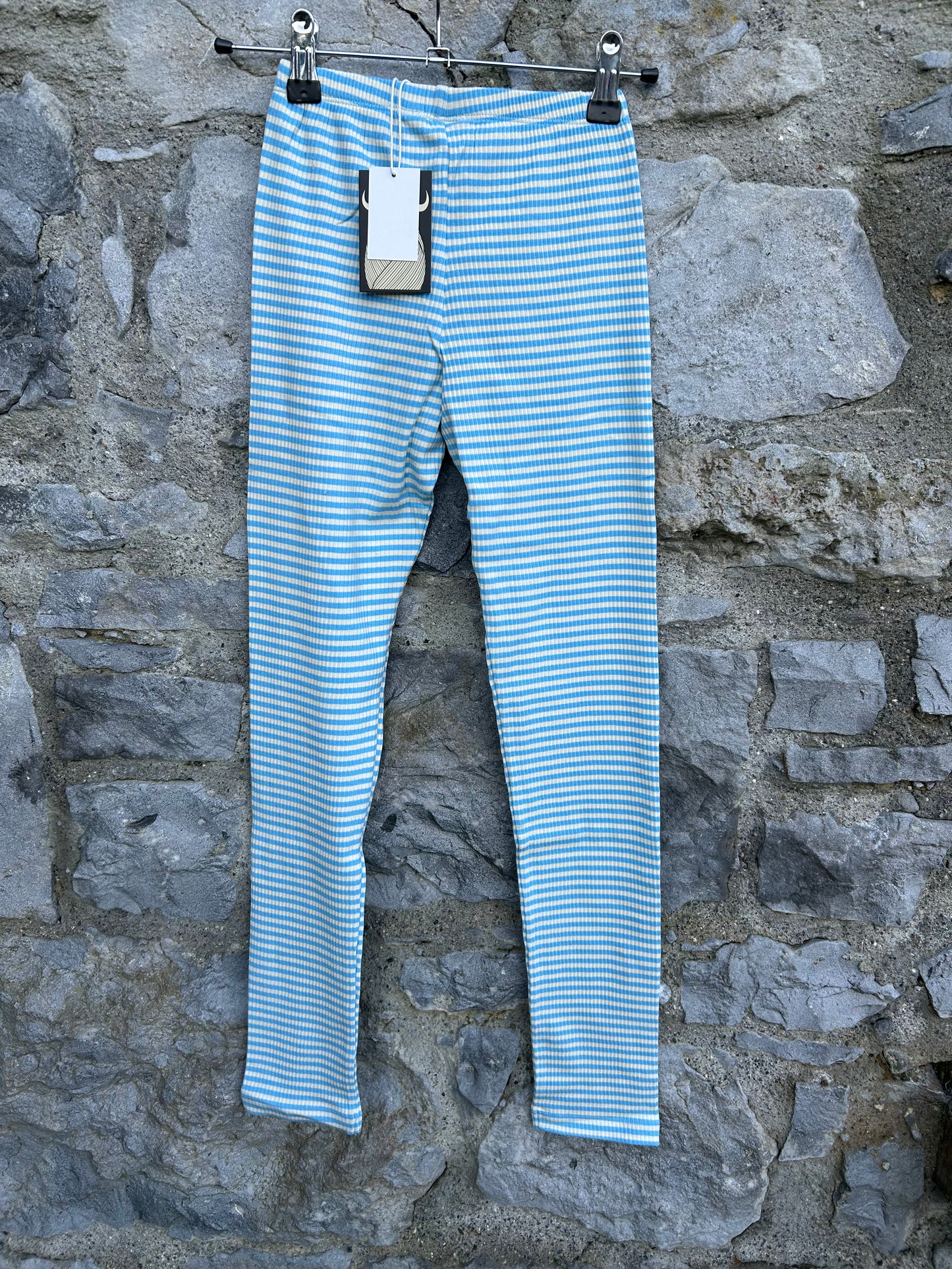Blue stripy leggings  10y (140cm)