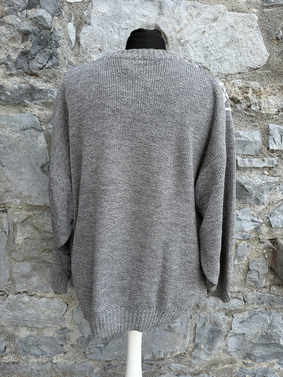 90s grey geometric pattern jumper Large