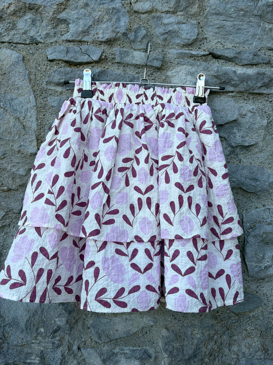 Pink leaves&flowers flared skirt  9-10y (134-140cm)