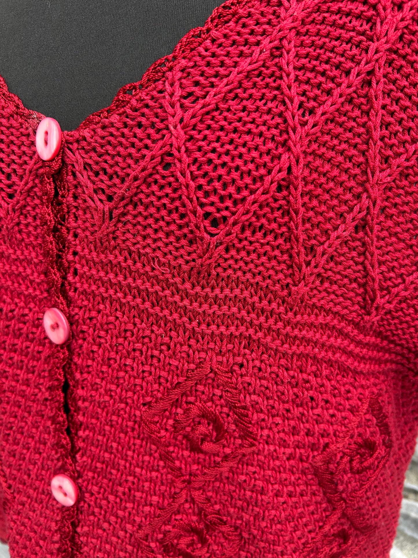 90s red diamonds cardigan uk 14