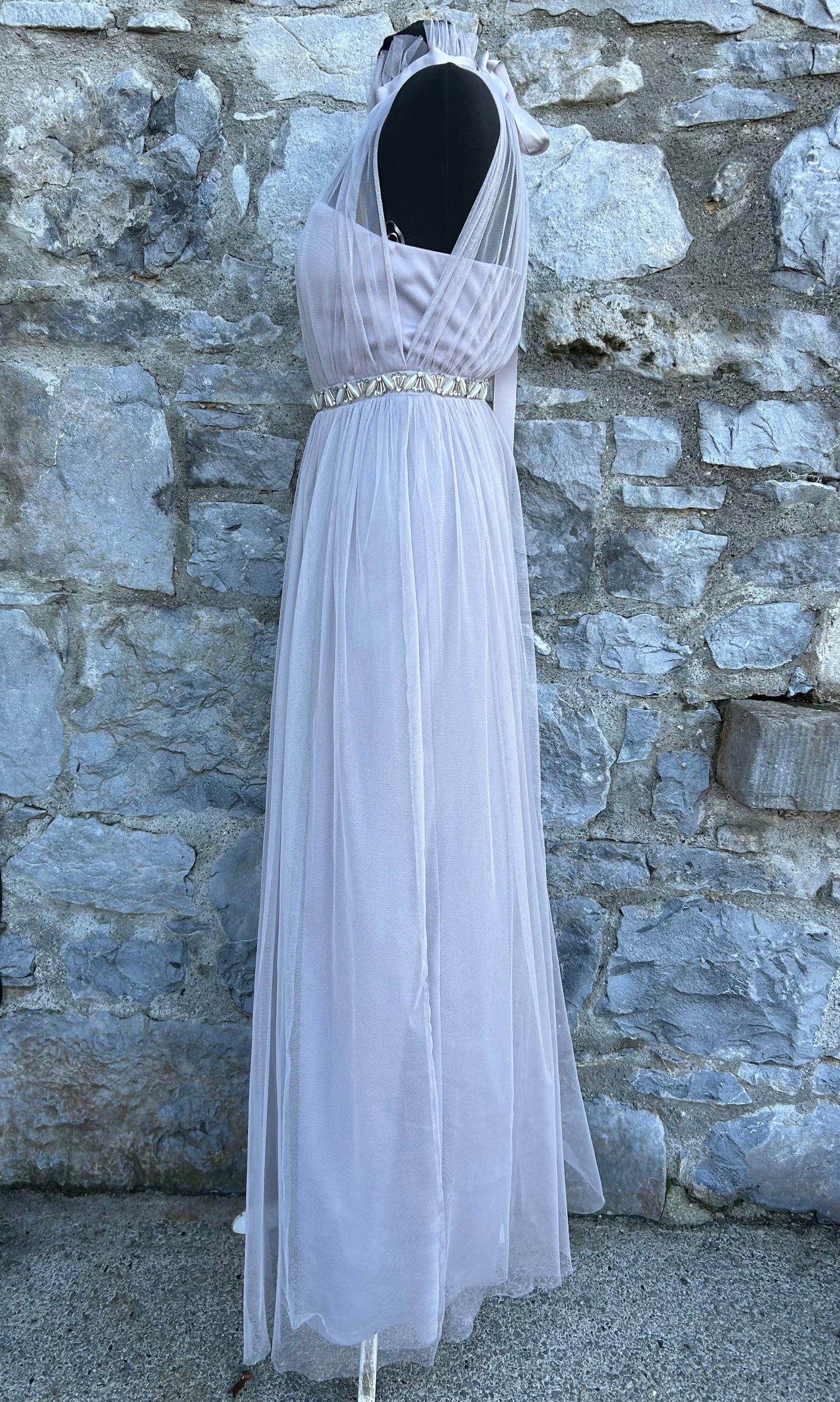 Grey tulle maxi dress uk 6