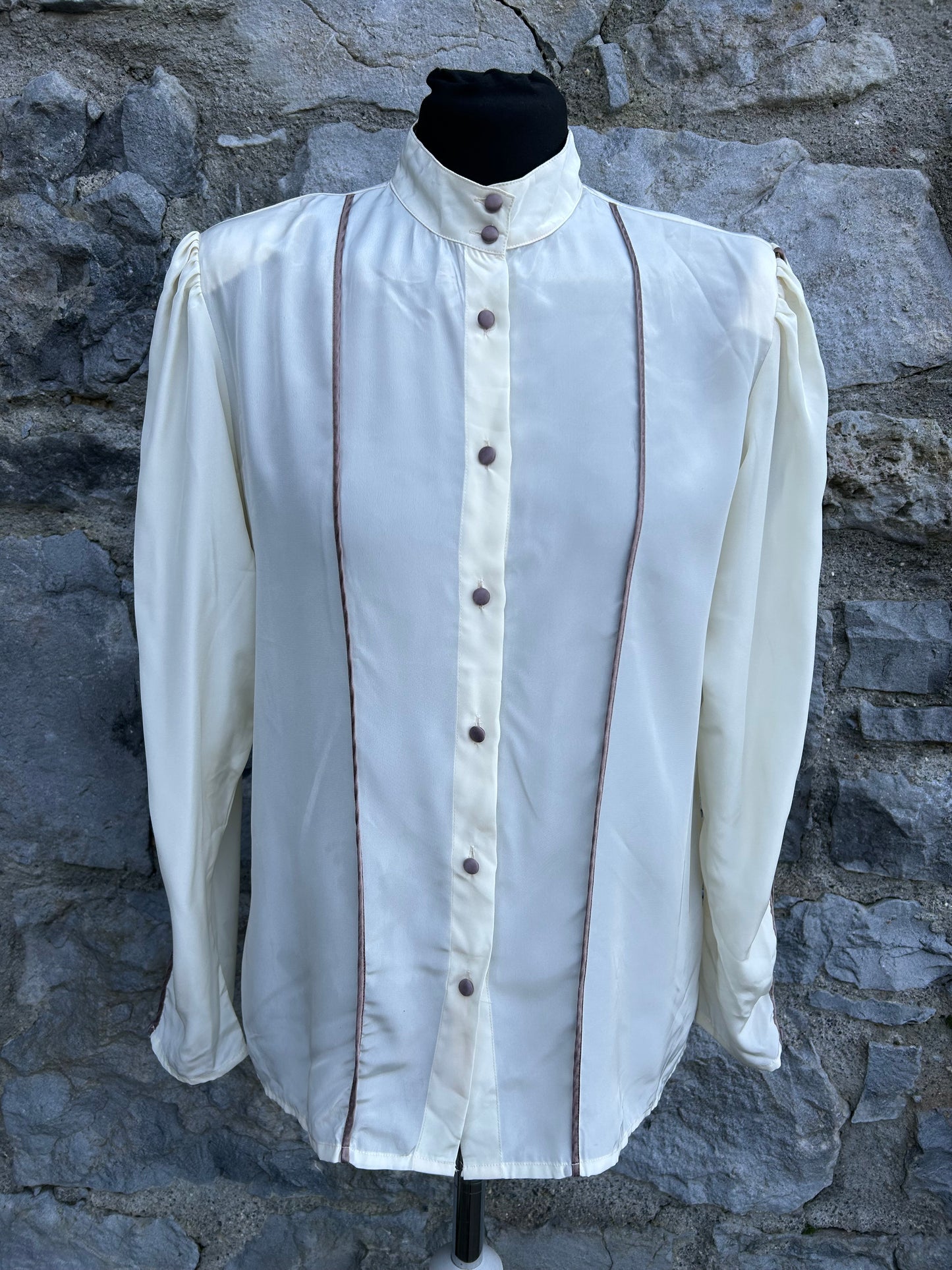 80s sheer cream blouse uk 10-12