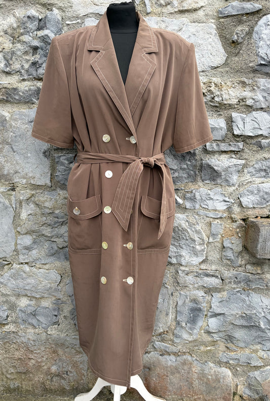 80s brown double-breasted dress uk 14-16