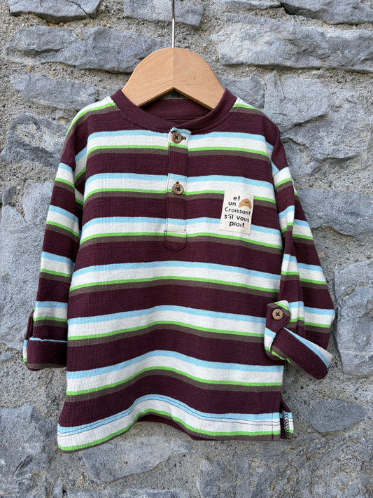 Brown stripy polo top  3-4y (98-104cm)